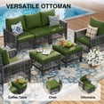 thumbnail image 4 of UDPATIO 5-Piece Outdoor Patio Furniture Set, Outdoor Conversation Set，Wicker Rattan Sofa Set with Ottoman, Garden Conversation Seating Set for Backyard,Gray Wicker Furniture with Green Cushions, 4 of 8