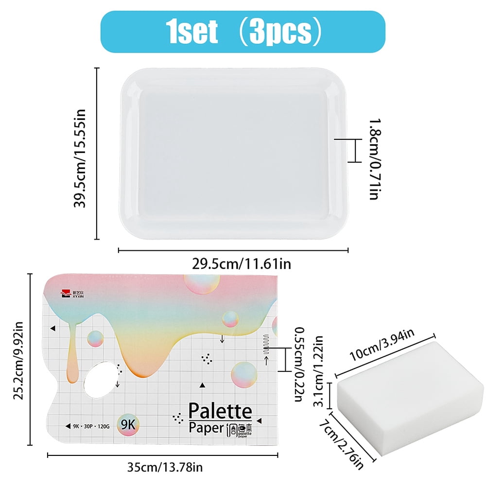 1Pc Plastic Color Palette 1 Book Plastic Palette Paper 1Pc Rectangle Sponge Painting Supplies Rectangle Mixed Color