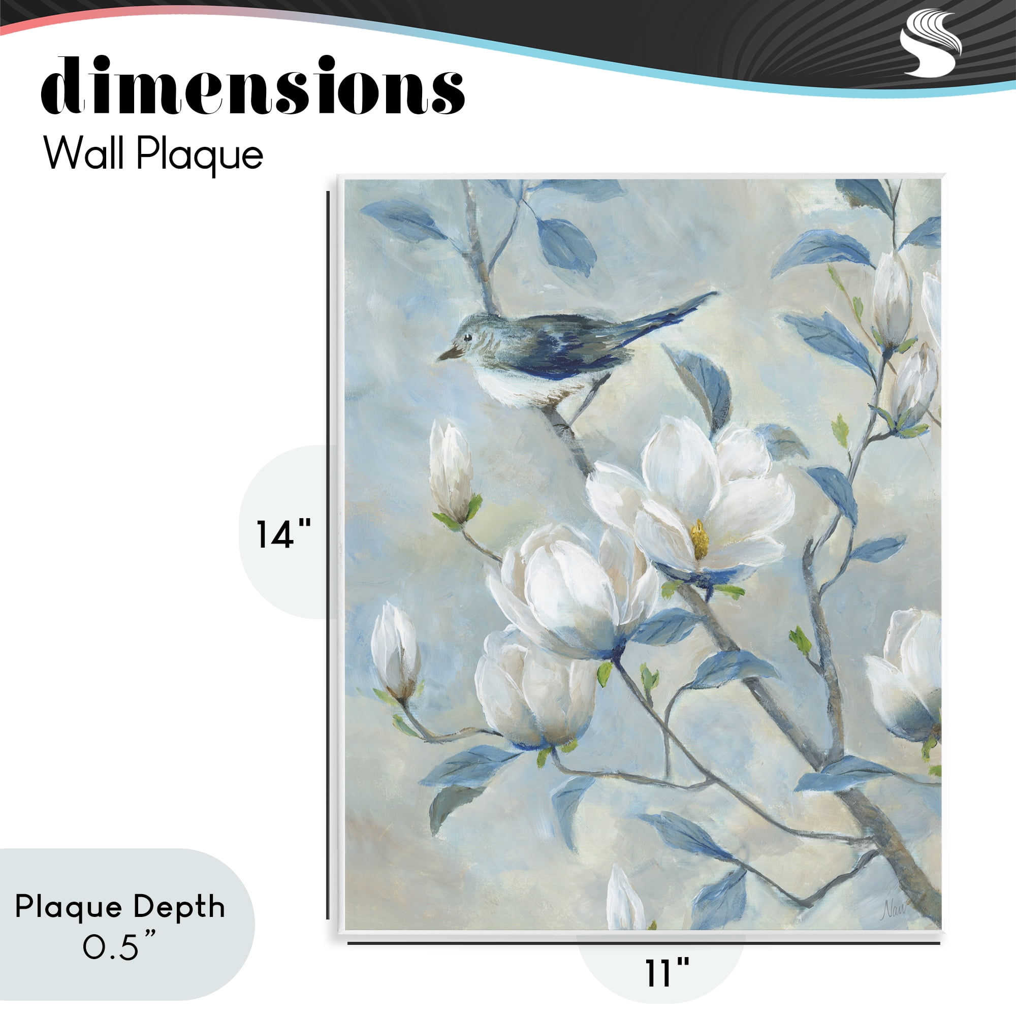 Stupell Industries Blue Bird in Magnolia Tree Wall Plaque Art, design by Nan