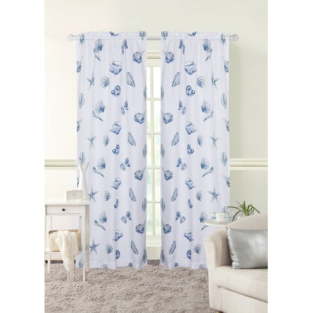 Mainstays Seashell Toss Window Curtains Set Of 2 Walmart Com
