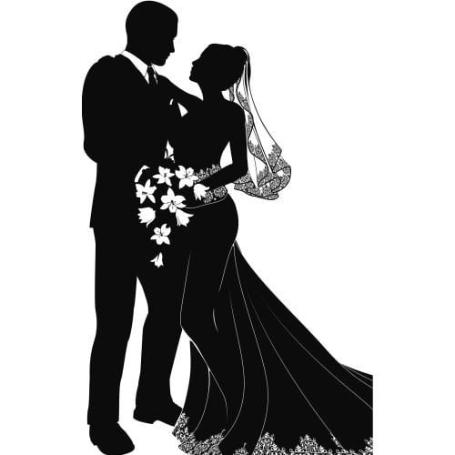 SP13383 Bride Groom Wedding Couple Silhouette Cardboard Cutout Standee Standup
