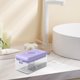 thumbnail image 5 of Estante de jabón, bandeja de almacenamiento de gran capacidad con resorte integrado, organizador a prueba de polvo para baño, inodoro, ducha de Hotel, Púrpura transparente Macarena Jabonera, 5 of 8