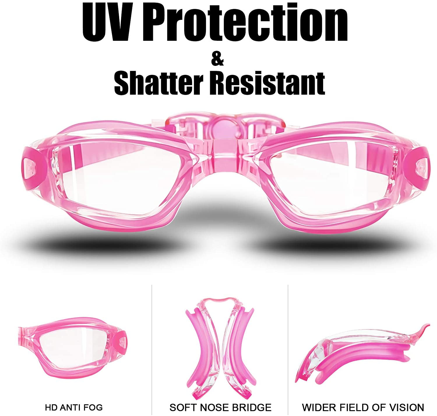 Vorshape Swim Goggles Pack of 2 Swimming Goggle No Leaking Anti Fog UV 