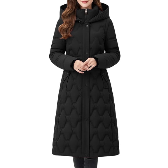 Winter Coats for Women Long Waist Defining Detachable Hood Winter For Warm Oversized Quilted Coat With Removable Windproof Thermal Outerwear For Cold Weather Winter Jackets for Women