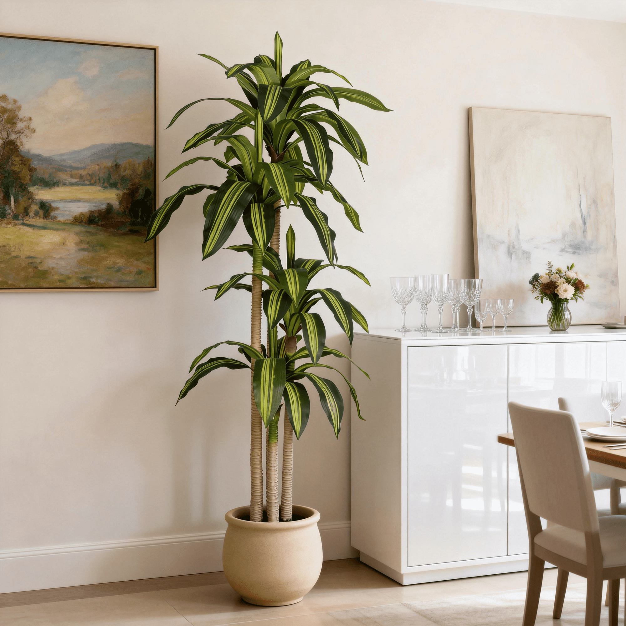 6ft Fake Dracaena Tree in Black Plastic Pot, Artificial Plants Indoor Outdoor Decor, Silk Plants for Home Decor Office Porch Patio