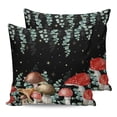 thumbnail image 7 of Outdoor Throw Pillow Cover Natural Wild Mushroom Plant Waterproof Cushion Covers 2 Pack Eucalyptus Leaves Star on Black Pillow Cases Home Decoration for Patio Garden Couch Sofa, 7 of 7