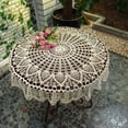 thumbnail image 1 of Mantel de algodón hecho a mano de ganchillo redondo beige crochet manteles mesa cubre, encaje vintage tejido comedor cocina mesa cubierta, 1 of 6