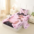 thumbnail image 2 of Castle Fairy Cute Black Girl Twin Sheets 3pcs,Butterfly Crown Pattern Bedding,Pink Black,1 Fitted Sheet, 1 Flat Sheet and 1 Pillowcase, 2 of 6