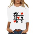 thumbnail image 1 of Penkiiy T-shirt de Mode pour Femmes de la Saint-Valentin Imprimé Manches 3/4 Blouse Col Rond Hauts Décontractés L Blanc, 1 of 5