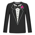 thumbnail image 3 of Oplxuo Fake Tuxedo Shirts for Men Novelty Bowtie Printed Long Sleeve T-Shirt Crewneck Pullover Funny Graphic Tee Tops, 3 of 3