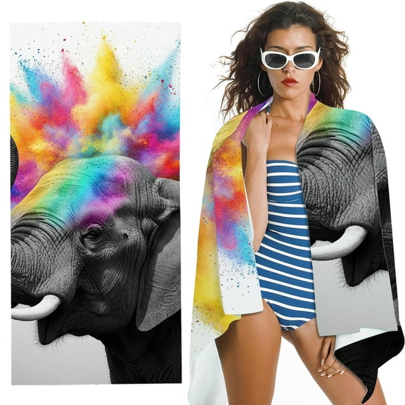 RKSupls Cheery Elephant  Quick Dry Sand-Free Large Pool  Beach Towel for Travel 
 - Ultra-Soft Microfiber , for Bathroom, beach, Soft Super Absorbent- 30x60 in