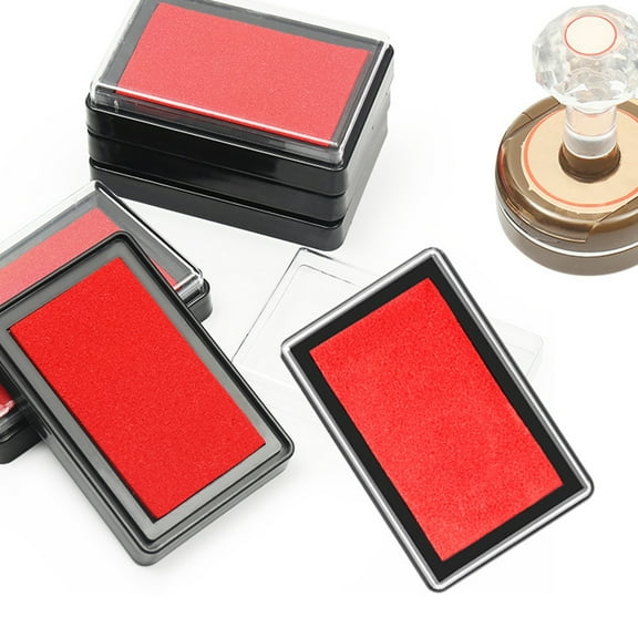 Fast Dry Craft Ink Pad Reusable Rectangular Solid Color Craft Finger Ink Pad for Office Red Plastic,Sponge,Waterborne Pi
