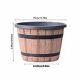 thumbnail image 3 of Retro Wood Barrel Planter Pot with Drainage Hole, 13.78 Inch Diameter, Brown and Black, for Outdoor Plants, 3 of 3