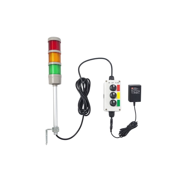 ANDONT 3 Stack Super Bright LED Andon Tower Lights, ON-Off-Flash,16 ft Extension Cord, 6 ft Industrial Adapter, Plug Play Ready