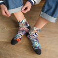 thumbnail image 3 of Fuzoiu Vibrant Leopard In Flowers Print Adult Socks, Crew Moisture-wicking Socks, Unisex Cushion Crew Socks,Casual Sports Ankle Socks, 3 of 7