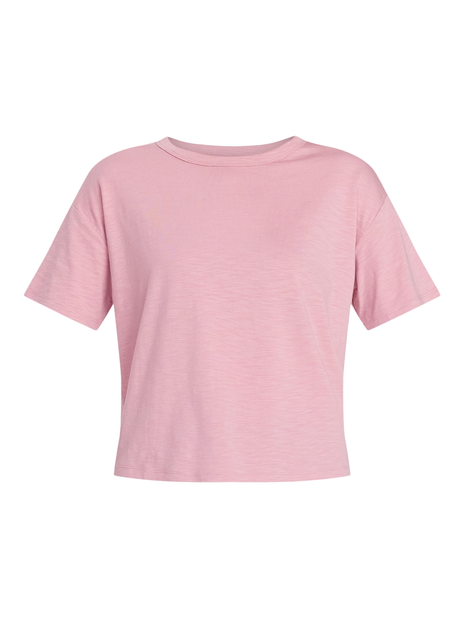 Time and Tru Women's Boxy Slub Tee with Short Sleeves, Sizes XS-XXXL