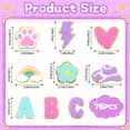 thumbnail image 2 of Sinekong 76Pcs Chenille Letters Patches, Rainbow Preppy Self Adhesive Patches for backpacks Embroidered for DIY Jackets Clothing Backpacks Hat, 2 of 8