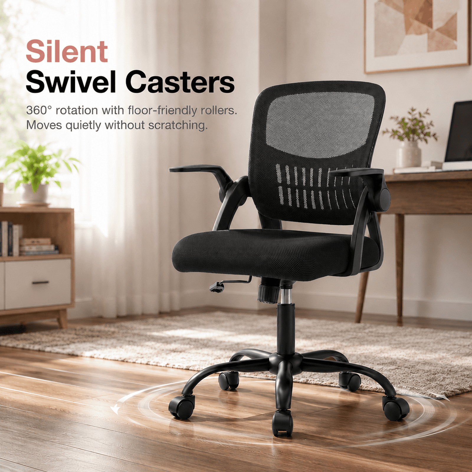 Alvantor Ergonomic Office Chair, Lumbar Support, Height Adjustable, Flip-up Armrest, Rocking Mode, 360 Swivel, Conference Room