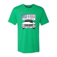 thumbnail image 2 of Wild Bobby, Ford Mustang Country USA 1964 Vintage American License Plate, Cars and Trucks, Men Premium Tri Blend Tee, Envy, Small, 2 of 4