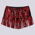 thumbnail image 2 of Sequin Tassel Skirt Fringe Belly Dance Scarf for Women Color Red Size One Size, 2 of 3