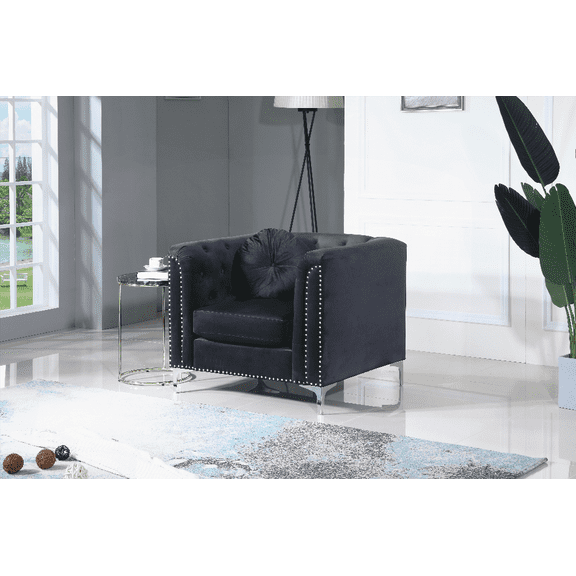 Modern Black Sloped Arm Chair - 1-Piece with Solid Wood Frame and Non-Slip Pads