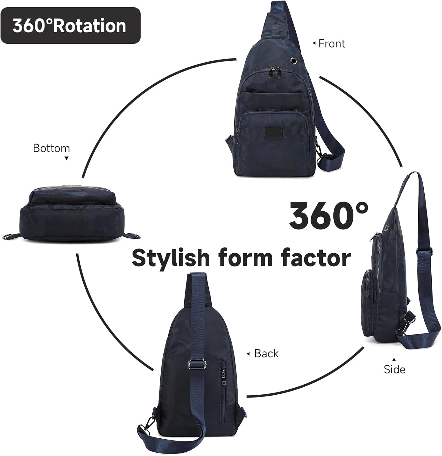 Mygreen Men‘s Crossbody Sling Bag Single-shoulder Bag Chest Bag Outdoors Travel Hiking Chest Bag Daypack for Men