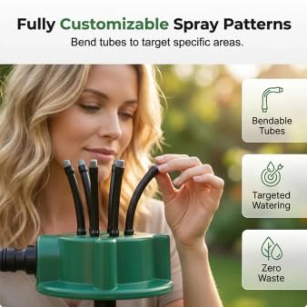 360° Coverage Precision Garden Irrigation Sprinkler – Automatic Rotating Lawn Sprinkler for Yard Large Area, Adjustable Water Saving System with Heavy Duty Spike Base