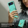 thumbnail image 6 of Allytech Case for Samsung Galaxy Z Flip3 5G, [Large Capacity] Wallet Case with Card Slots & Zipper Pocket, Premium PU Leather Metal Snap Kickstand Shockproof Case with Shoulder Strap, Mint, 6 of 7