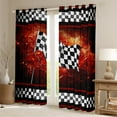 thumbnail image 2 of Manfei Modern Motorcycle Curtains and Drapes (52x63), Extreme Sports Curtains Pack of 2, Checkered Geometric Black Out Curtains, Window Curtains Bedroom Decoration, 2 of 6