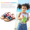 thumbnail image 3 of Dodow Girls Summer Sandals Flat Open-Toe Lightweight Sandals for Toddler Little Kids Size 7-13, 3 of 10