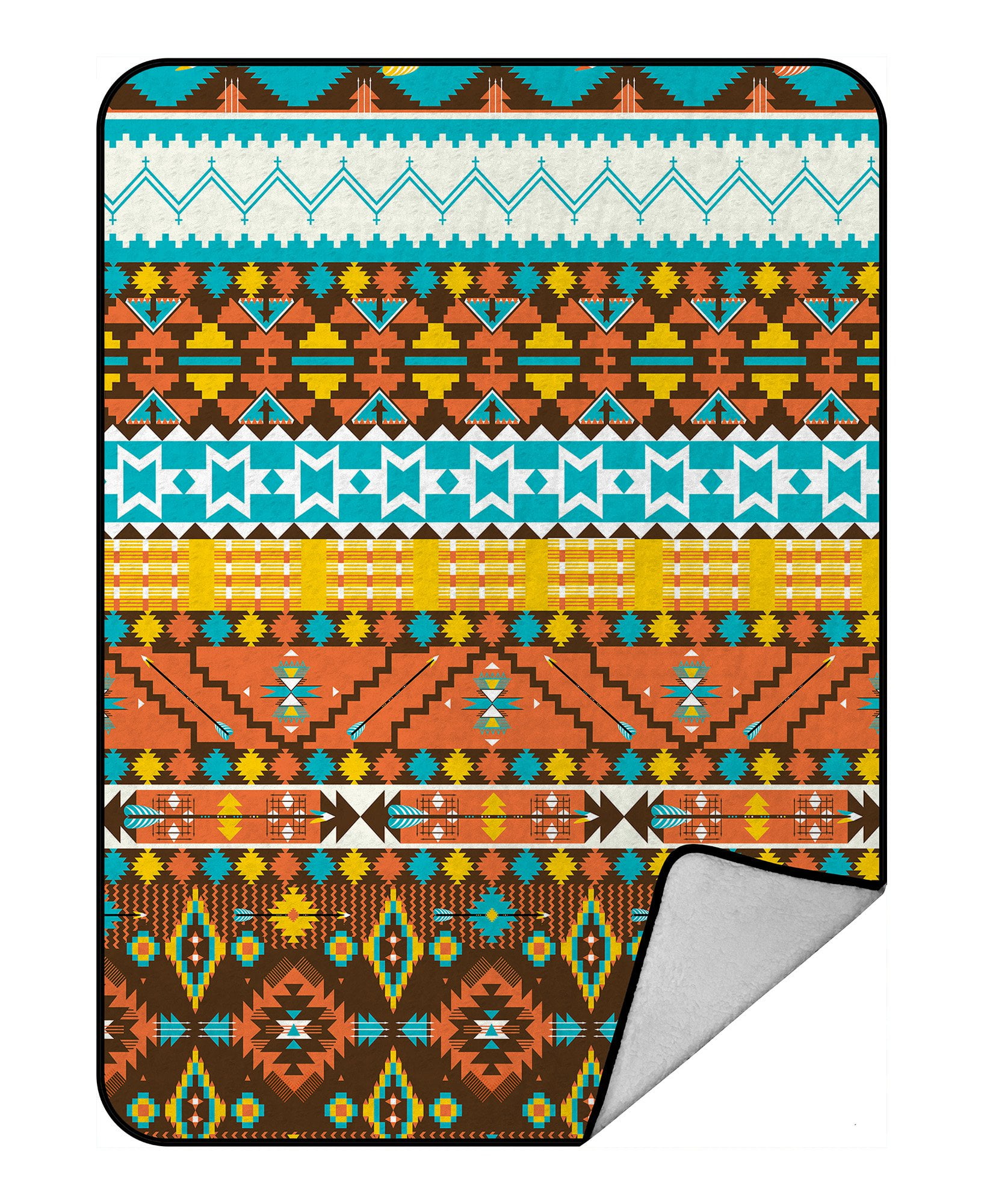PHFZK Geometric Blanket, Colorful Aztec Bohemian Style Fleece Blanket