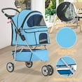 thumbnail image 6 of SAEWUD 3-Wheel Pet Stroller - Dog Stroller, Cat Cage Jogger, Travel Folding Carrier for Cats, Waterproof Puppy Stroller with Cup Holder & Removable Liner.,Blue, 6 of 14