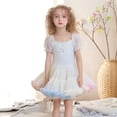 thumbnail image 2 of HABDGIKS Robes pour Filles Enfants Mignon Tutu en Maille Col Carré Manches Courtes Robe Légère, 2 of 6