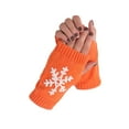 thumbnail image 5 of Linyer 1 Pair Knit Half Finger Glove Comfortable Winter Delicate Simple Knitting Craft Fingers Covers Hand Cover with Snowflake Pattern Orange, 5 of 5