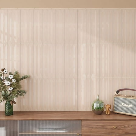 Horizonte 0.5 x 8 in. Glossy Powder Pink Ceramic Pencil Trim Wall Tile (0.27 sq ft/case) - 10 Pack