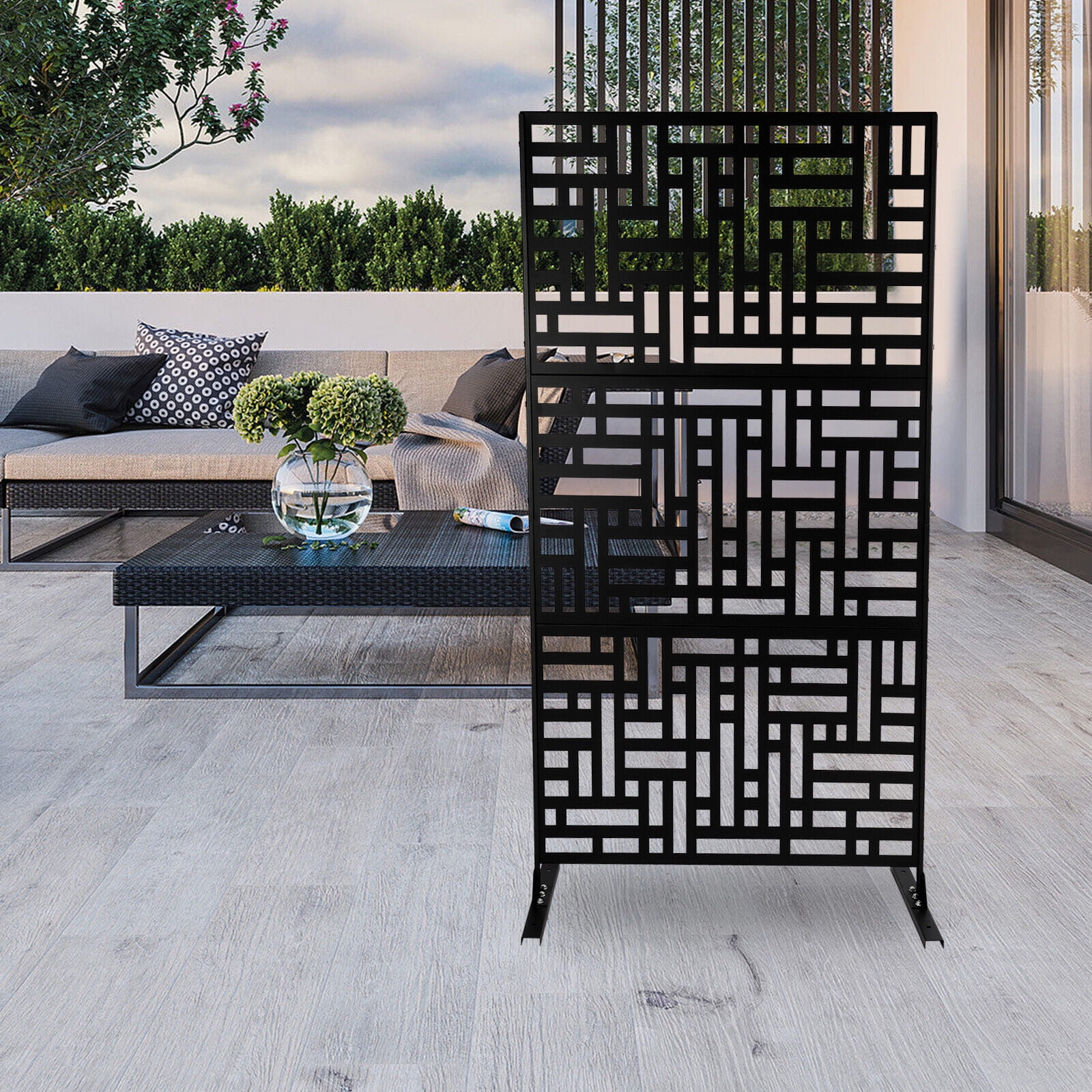 6.2ft Metal Privacy Screen Indoor Outdoor Decorative Screen Garden ...