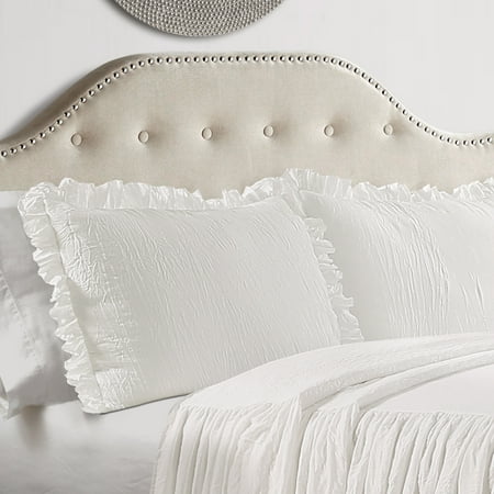 3pc Queen Ruffle Skirt Bedspread White - Lush Décor