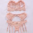 thumbnail image 1 of Sultry Floral Lace Lingerie Set, Flower Decor Mesh Bra & Garter Belt Girdle Panties, Women's Sexy Lingerie & Underwear, 1 of 5