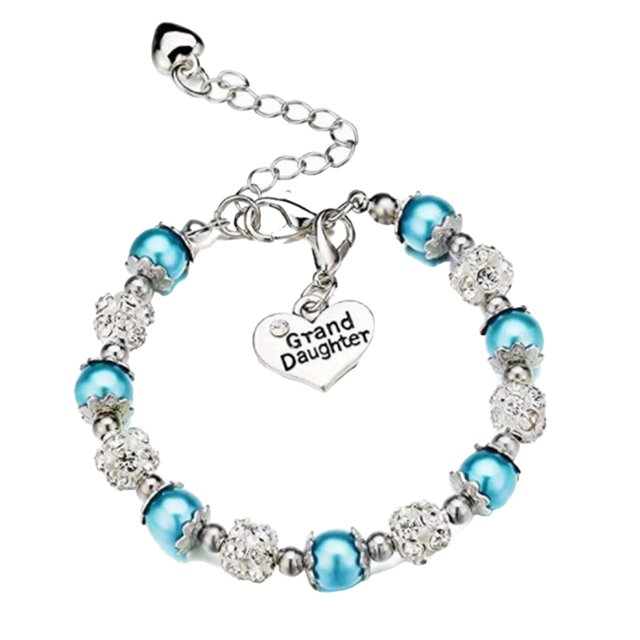 Qarigey Joyas Con cuentas Cadenas en forma de corazón Vidrio hecho a mano Elegante Amistad Brazalete Buena elasticidad para boda Ropa, zapatos y accesorios Miscelánea Cielo azul Qarigey AP009545-07