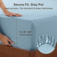 thumbnail image 5 of California Design Den King Fitted Sheet Only, Soft 400 Thread Count 100% Cotton Sateen, Deep Pocket, All-Around Elastic, Side Indicators - Sky Blue, 5 of 10