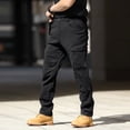 thumbnail image 2 of Men's Stretch Military Pants Water-Resistant Elastic Waist Cargo Pants with Pockets Quick Dry Joggers Ripstop Lightweight Casual Outdoor Work Carpenter Pant,Black XL, 2 of 7