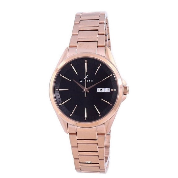 Westar 16 mm Bracelet Rose Gold Tone Stainless Steel Women's Wristwatch, Black, 40212 PPN 603