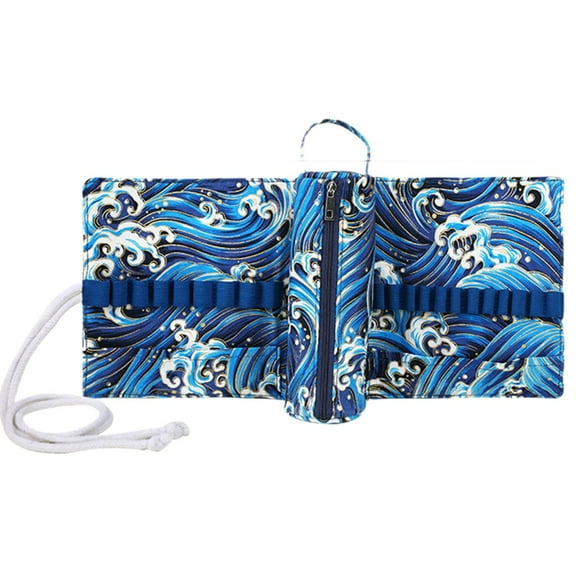 Large Capacity Crochet Hook Organiser Case Built in Zippered Pocket Elastic Slots For Knitting Tool And Crochet Supplies