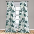 thumbnail image 2 of Leafy Silhouettes Window Curtains, Tropical Boho Leaves Greenery on Brush Strokes Look Jumble Backdrop, Lightweight Decor 2-Panel Set with Rod Pocket, Pair of - 28"x84", Dark Teal White, by Ambesonne, 2 of 3
