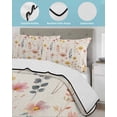 thumbnail image 4 of Quilts Twin Size Bedding Set, Pink Floral Lightweight Quilted Comforter, Watercolor Flowers Botanical Linen Texture Soft Reversible Bedspread Coverlet with Pillow Covers for All Season, 68" x 86", 4 of 7