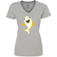 thumbnail image 3 of Inktastic Cute Shark, Little Shark, Yellow Shark, Sea Animal Women's V-Neck T-Shirt, 3 of 5