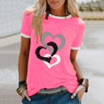 thumbnail image 3 of Women's Casual Round Neck Short Sleeve T Shirt With Heart Print Stripe Tee Layering Shirt Women Solid Womens Shirts Medium Women Shirt Womens Short Sleeve Shirt Short Sleeve Active Wear Loose Fit, 3 of 4