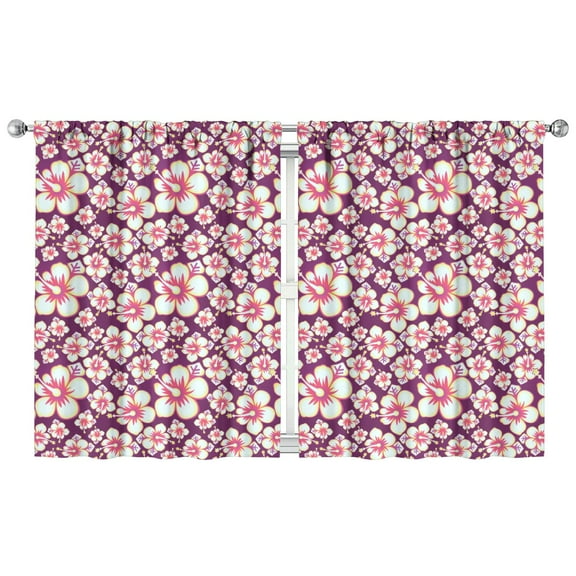 Floral Themed Curtains 42x54 Inch 2 Panels, Rod Pocket Blackout Drapes for Bedroom and Daily Privacy