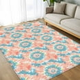 thumbnail image 4 of 8x10 Area Rugs Teal Orange Non-Skid Rubber Backing Large Rectangle Rugs - Living Room Bedroom Home Office, Modern Tie Dyeing Contemporary Abstract Art Indoor Floor Mat Carpets Washable Rug, 4 of 9