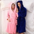 thumbnail image 1 of Ropa de casa pijamas de franela con capucha batas de baño de hotel de negocios pijamas largos y cómodos para parejas, 1 of 5